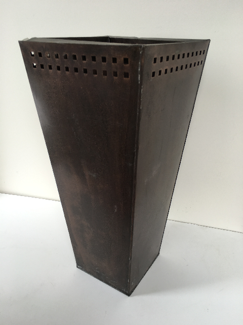 PLANTER, Rust Metal Patio Planter 32cm D x 70cm H